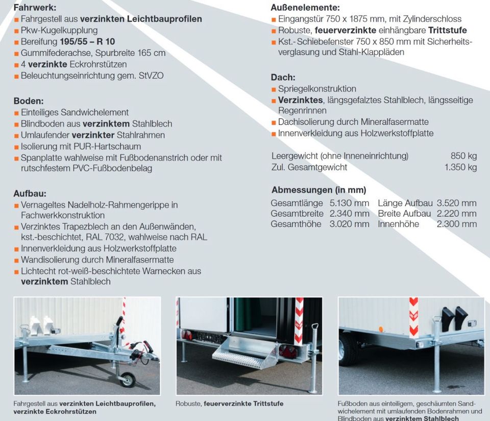 Bauwagen Neu  - inkl. Mwst. - Schnellläufer- 100 km/h - Lieferung möglich in Hannover