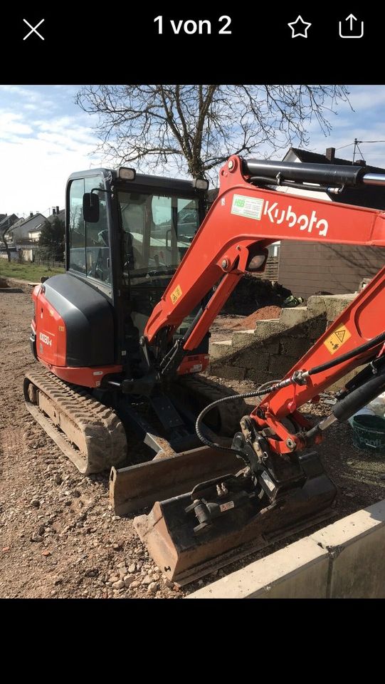 Bagger KUBOTA KX, 3 Tonner, zu vermieten in Ensdorf