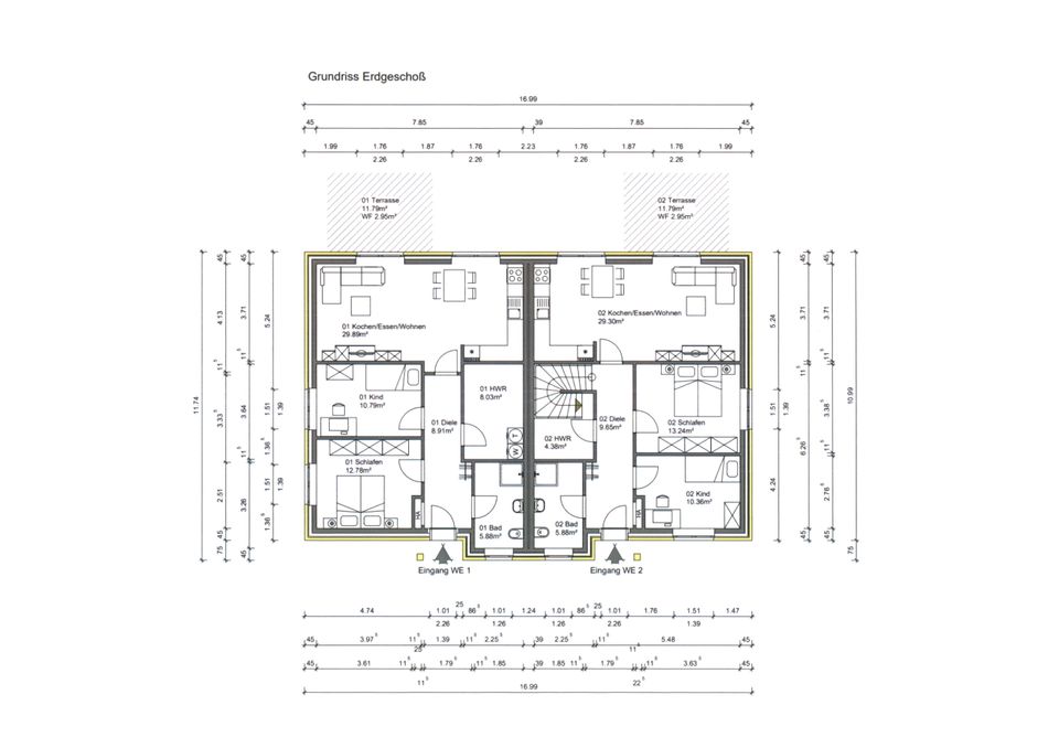 Senioren aufgepasst! NEUBAU - Tolle Bungalowdoppelhaushälfte im Zentrum von WARSINGSFEHN in Moormerland