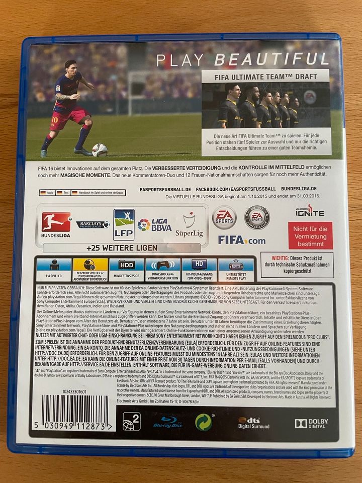 Spiel PS4 FIFA 16 in Neuhemsbach