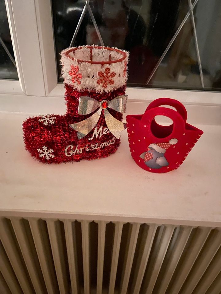 Weihnachtsdeko Weihnachten Stiefel Filztasche Rot in Goslar