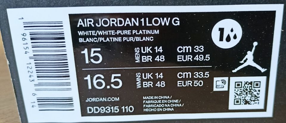 Air Jordan 1 Low G | Style DD9315-110 in Pfalzgrafenweiler