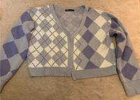 Hellblau-Lila-Weiße Strickjacke Kariert Hessen - Viernheim Vorschau