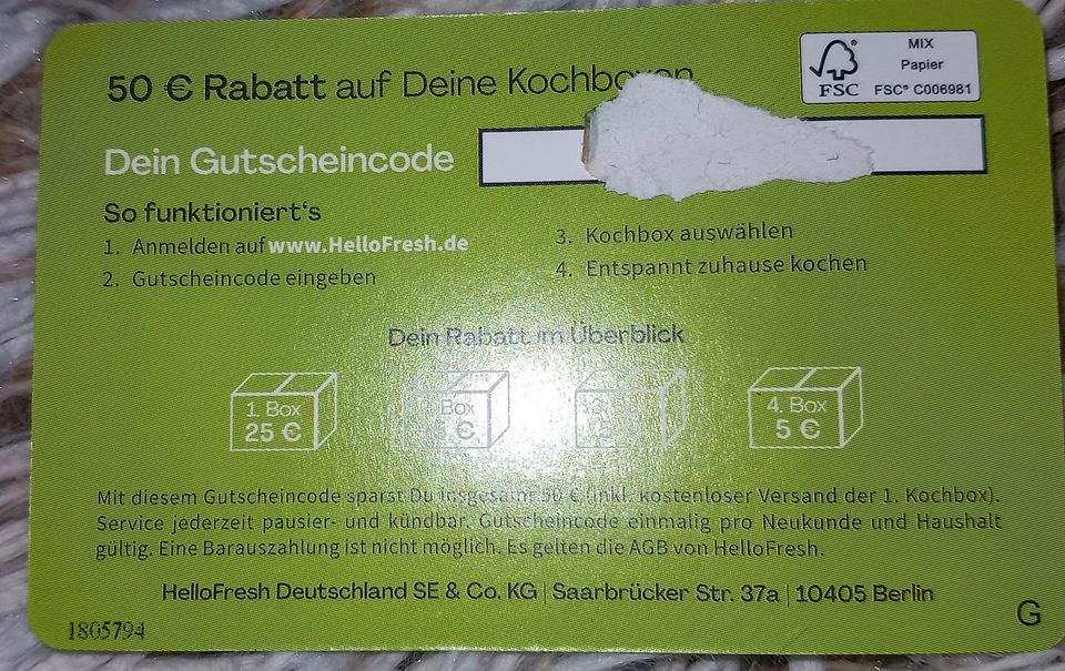 HelloFresh - 50 € GUTSCHEIN - Rabatt auf die Kochboxen! in Recklinghausen