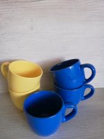 TOP! 5 Tassen Geschirr Keramik blau gelb Sachsen - Klipphausen Vorschau