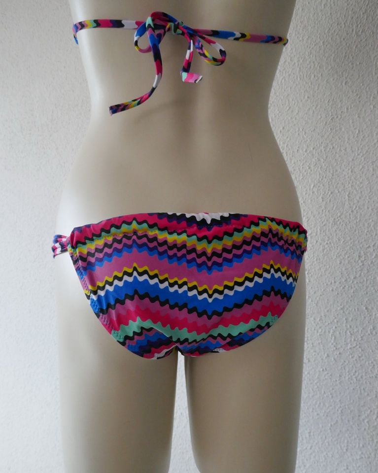 Neu Badeanzug Bikini verstellbar bunte Streifen 34 36 in Teningen