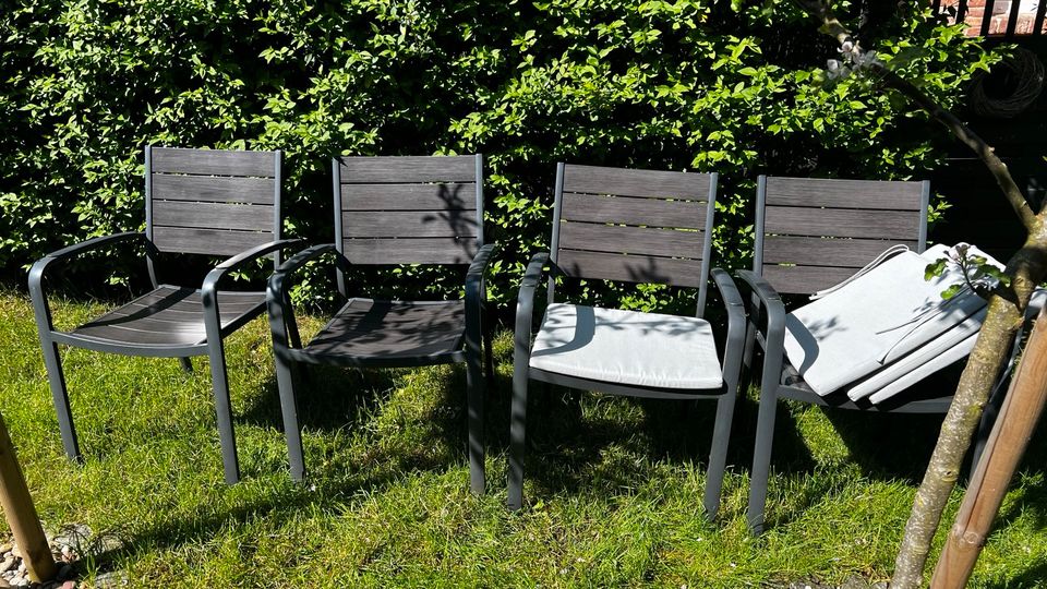 4 Gartenstühle stabil Alu Anthrazit Modern in Hasloh