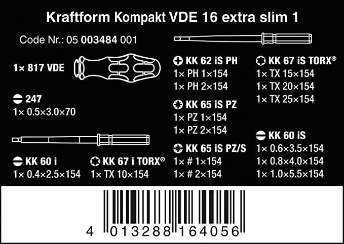 Wera Kraftform Kompakt VDE 16 extra slim 1, 16-tlg., NEU&OVP in Wernberg-Köblitz