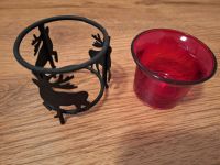Kerzenhalter Teelicht Weihnachten Rentier Glas Rot Metall Matt Sc Bayern - Velden Vorschau