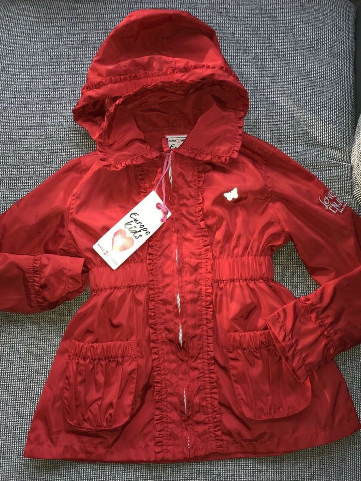 Europe Kids ✔️Regen Jacke Mantel rot Schmetterling 110 116 in Glonn