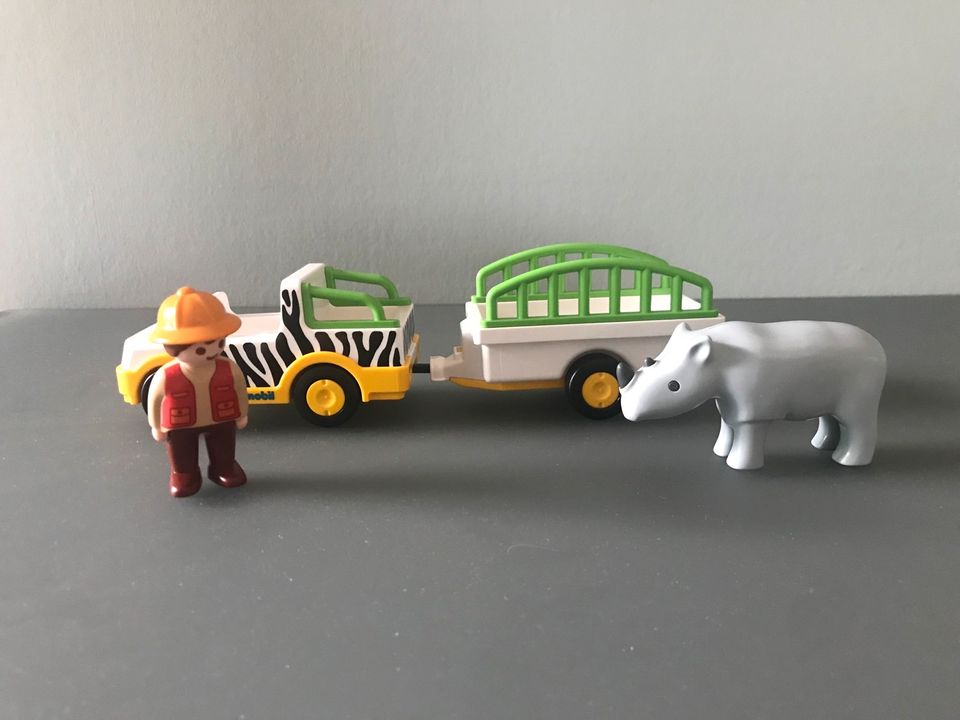 Playmobil 1.2.3 Safari Fahrzeug mit Nashorn, 6743 in Bad Hönningen