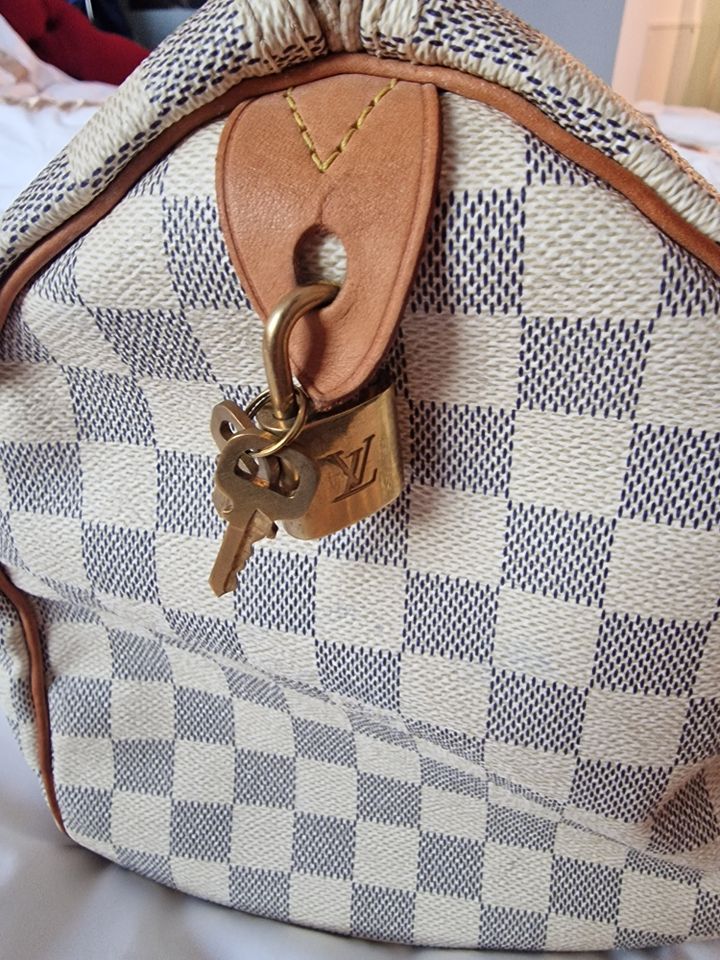 Original Louis Vuitton Handtasche Speedy Damier Azur 35 in Braunfels