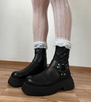 Vintage y2k Biker Chelsea schwarze Lederstiefel Pankow - Weissensee Vorschau