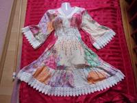 Hippie Boho Patchwork Kleid mit Häkel Spitze Trompetenärmel M Schleswig-Holstein - Schafflund Vorschau