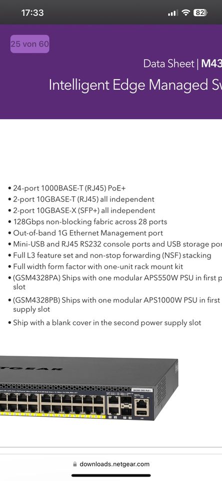 Netgear ProSafe M4300-28G-PoE+ Switch GSM4328PA Managed APS NEU in Oststeinbek