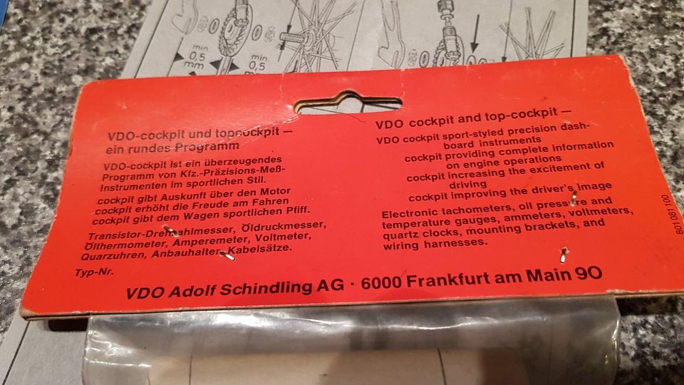 VDO Tacho Kunststoff 26'' Nabenantriebe 70er NOS OVP in Hagenbach