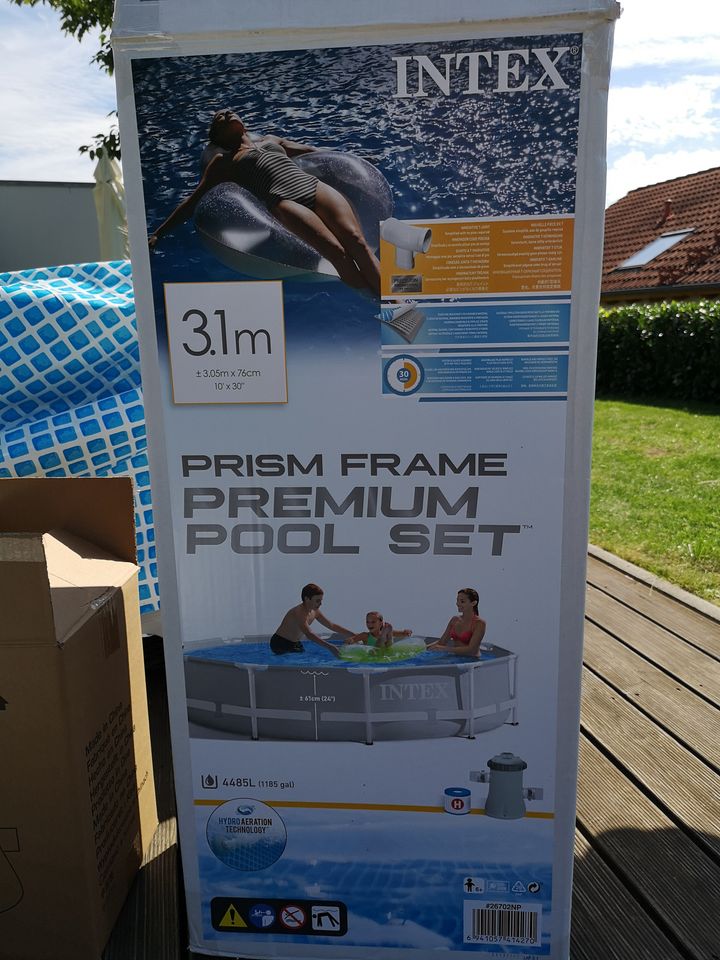 Pool 3,1 m Intex Prism Frame Pool Set grau rund mit Starter Kit in Mühlingen