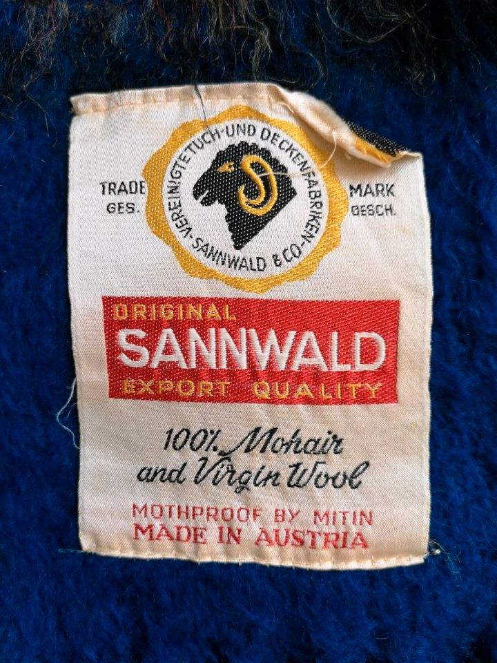 Vintage Wolldecke 100 % Wolle  Mohair Mohairdecke Sannwald blau in Bad Segeberg