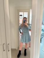RIXO Kleid – Hellblau mit Goldprint – Gr. 38 – Luxus Boho Chic Baden-Württemberg - Blaustein Vorschau
