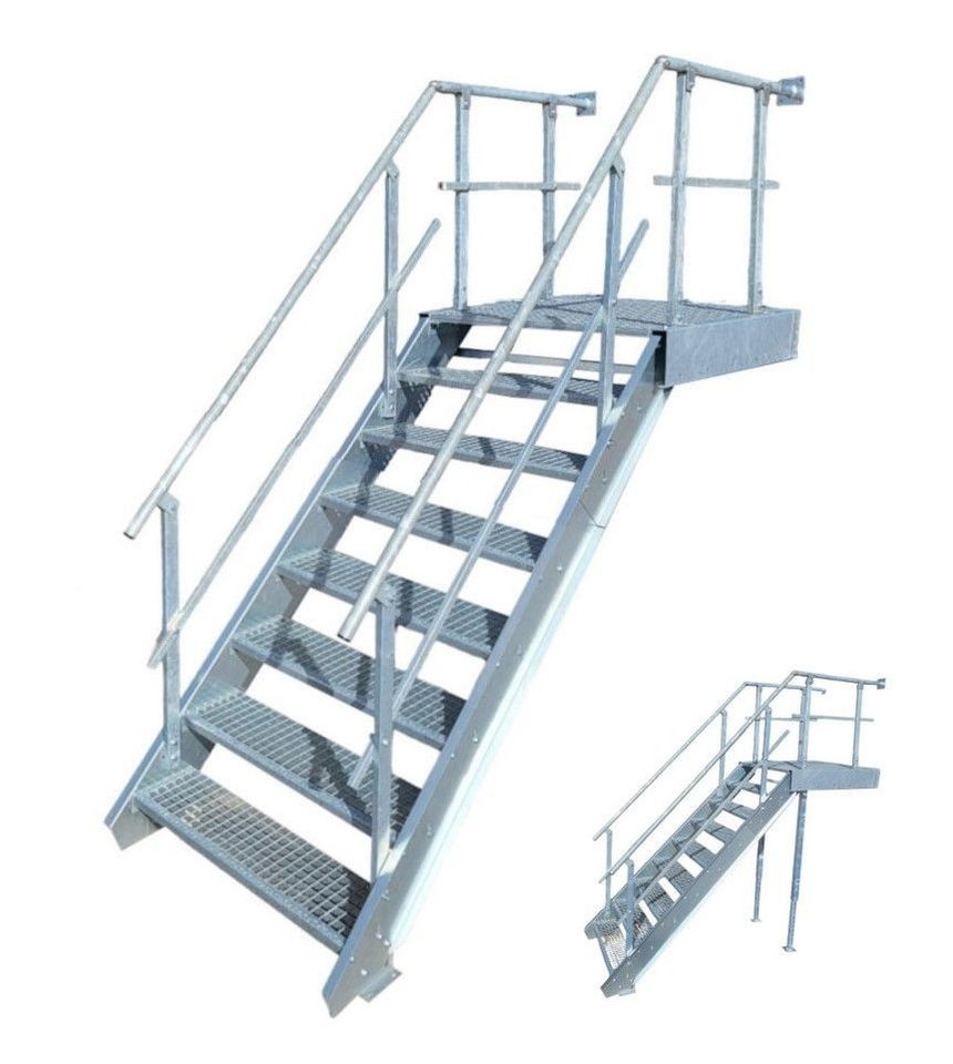 7 Stufen + Podest Treppe beids. Geländer B 100 cm H 120 - 160 cm in Hamminkeln