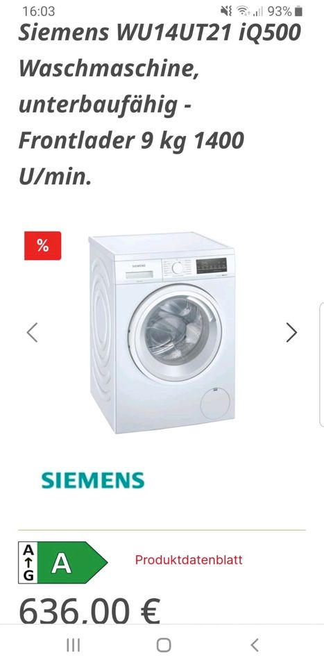Siemens Waschmaschine zu verkaufen in Aurich