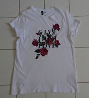 Damen T-Shirt kurzarm weiß mit Rosenmotiv H&M Größe S Bayern - Roth Vorschau