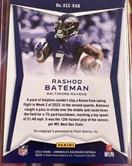 1/1 Rashod Bateman Ascension Autograph Panini 2022  football in Stralsund