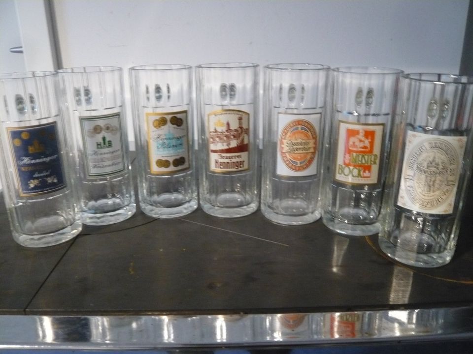 7 Bierseidel von Henninger in Hanau