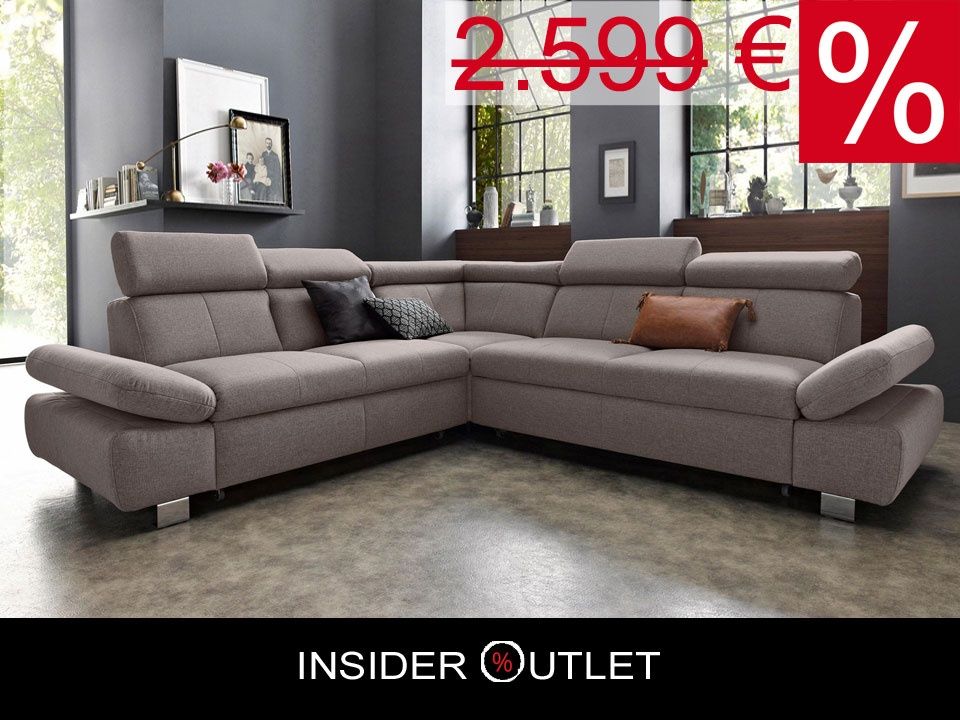 Ecksofa Beige ★ 274x254 cm Schlaffunktion Bettkasten Couch Happy in Köln