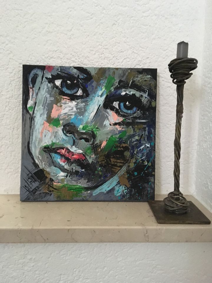 Original Bild Acryl Gemälde Portrait Frau Gesicht Face abstrakt in Porta Westfalica