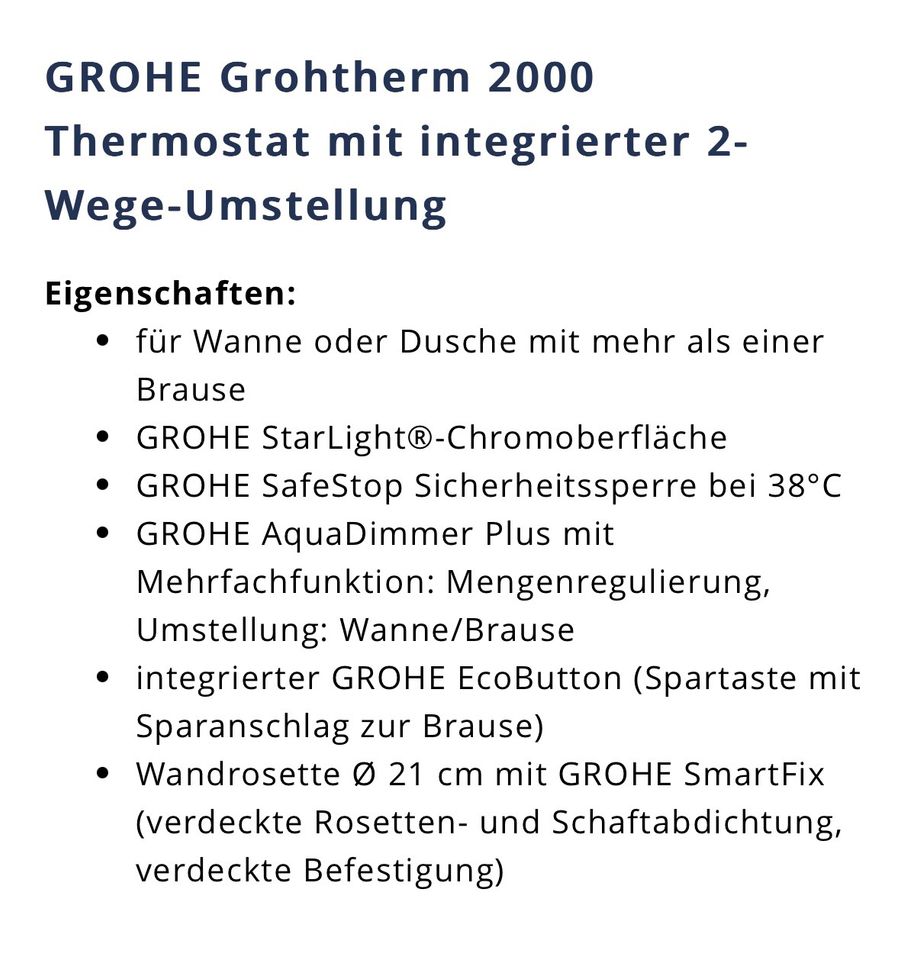 Grohe Unterputzthermostat für Dusche oder Badewanne / Duschamatur in Bohmstedt