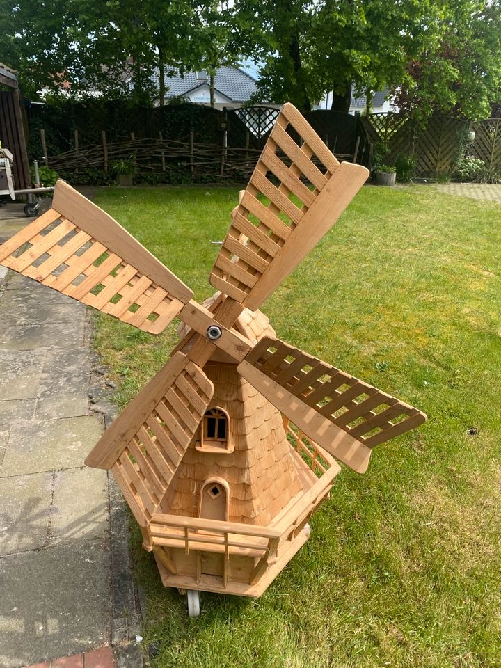 Windmühle aus Holz 160cm hoch, handgefertigt in Spelle