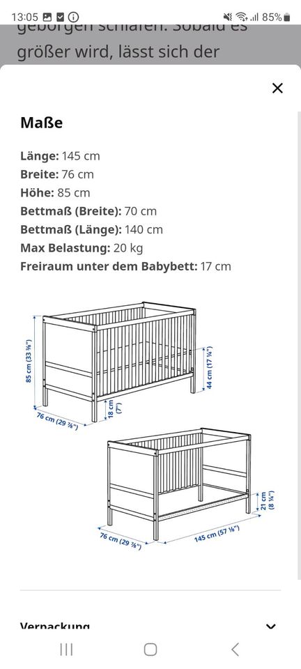 Babybett (Ikea) in Thale-Westerhausen