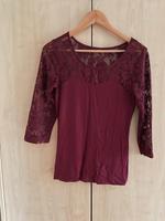 Shirt mit Spitze in Farbe bordeaux Baden-Württemberg - Straßberg Vorschau