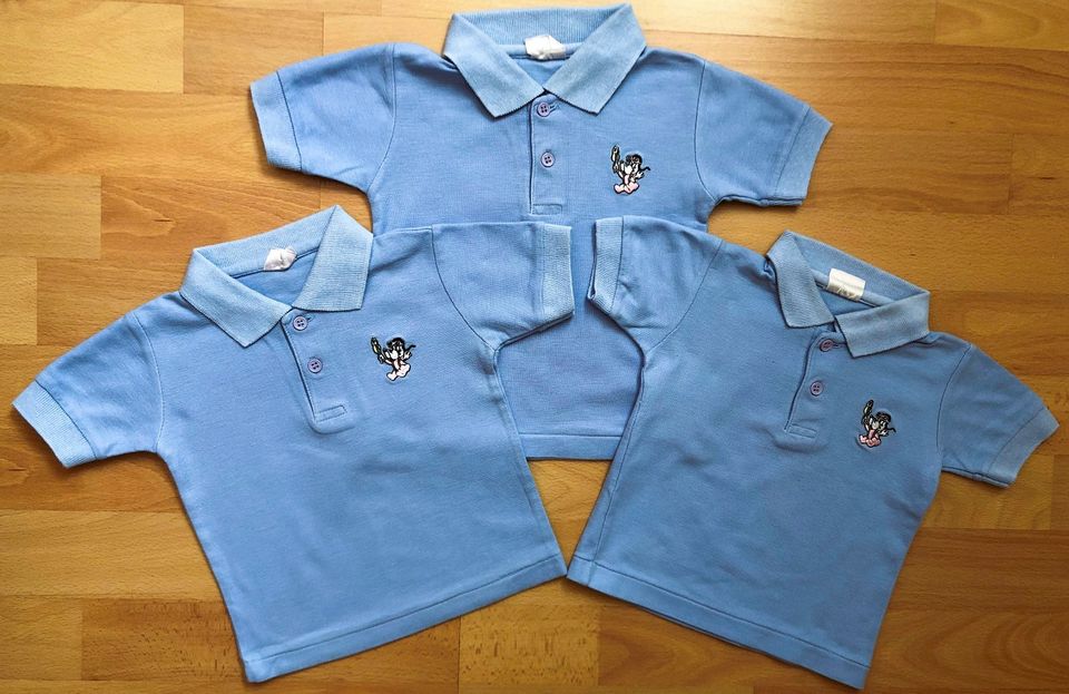 Poloshirt Kurzarm Blau Drillinge Zwillinge 2x Gr. 80 / 1xGr. 86 in Fulda