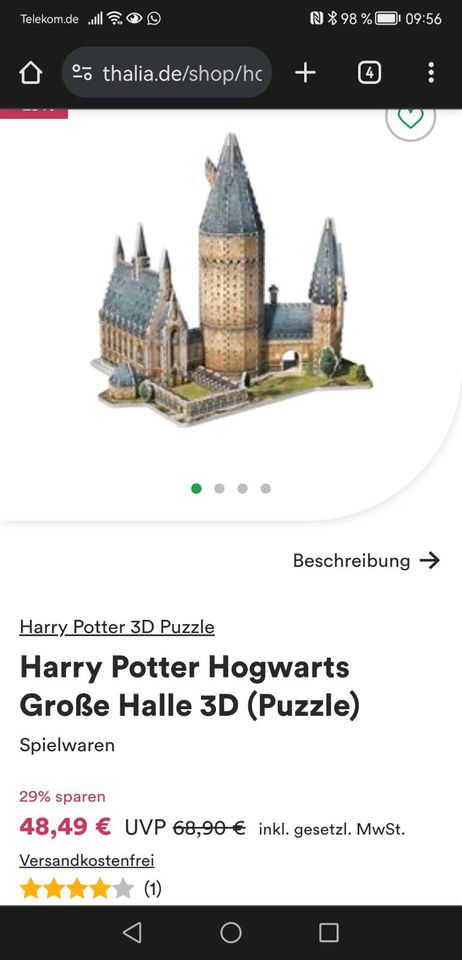 Wrebbit 3D Puzzle Harry Potter Great Hall in Neustadt (Westerwald)