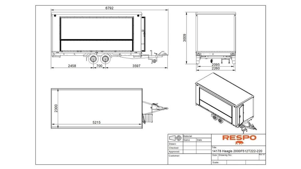 RESPO Promotion Anhänger 520x220x220 cm 2000 kg in Gindorf