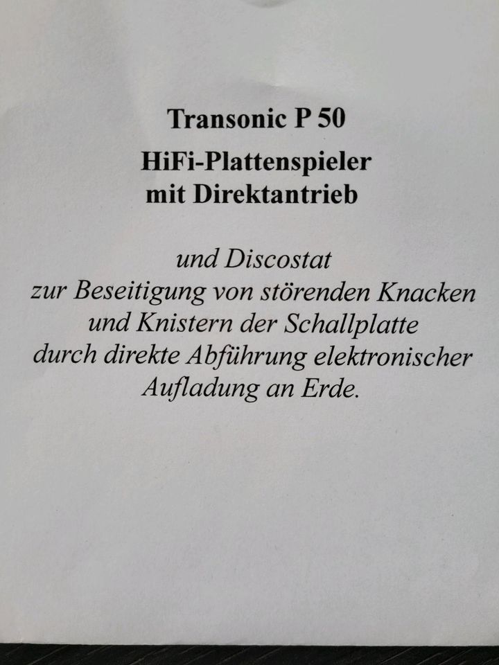 Transonic P50 HiFi-Plattenspieler mit Direktantrieb in Coesfeld