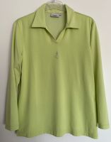 Shirt grün Gr. 42 bequem elastisch, langärmlig, Polostyle, Strass Sachsen - Radebeul Vorschau