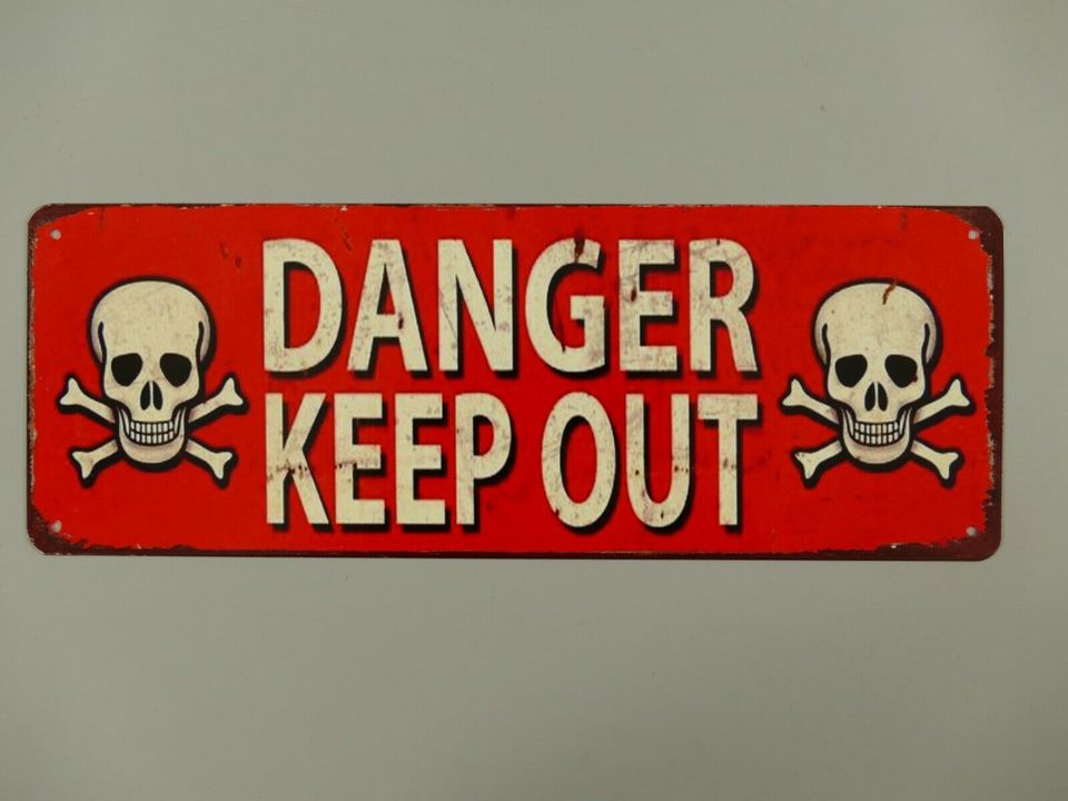 Wandschild Werkstattdeko - Danger Keep Out -13x36cm in Greetsiel