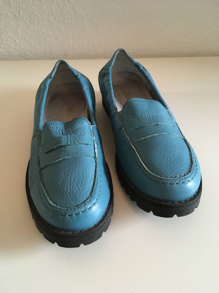 Vitaform, Damenschuh, blauer Schuh, Größe 36, Mokassin in Schlangen