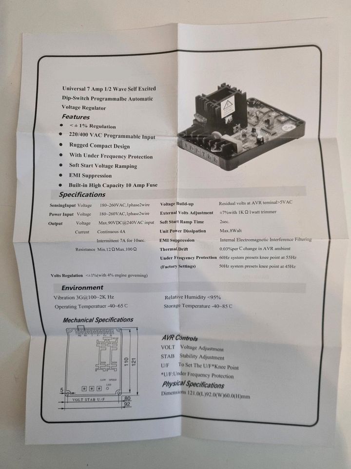 AVR Regler / Spannungsregler für Notstromaggregat Stromaggregat in