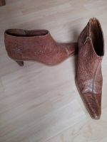 Zara Stiefeletten, spitz, braunes Leder mit Ornamenten/Blumen Sachsen - Grimma Vorschau