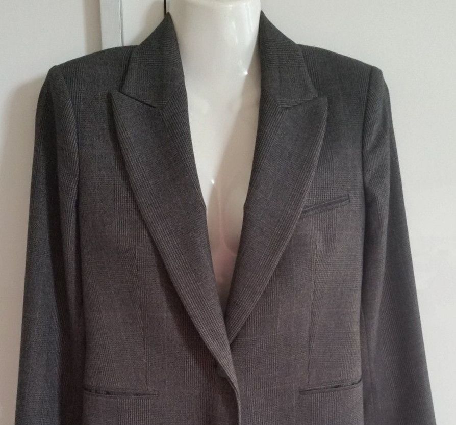 Zara Blazer Jackett Sakko Jacke Business Karo braun grau kariert in Hanau