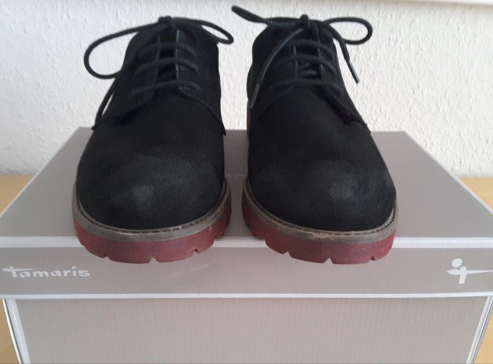 Tamaris Schuhe Veloursleder Leder Schnürschuhe schwarz 40 NEU in Dortmund