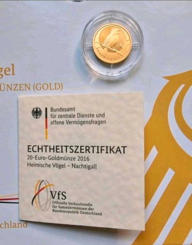 20 Euro Gold - 2016 - Heimische Vögel - Nachtigall G, Acryl-Box in Wermelskirchen