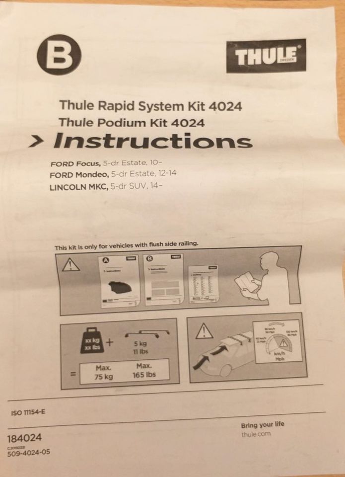 NEUweriger Thule 184024 Kit 4024 für Dachträger 753 Focus Mondeo in Berlin