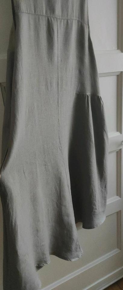 Leinen Kleid 42 grau schlamm Taschen asymmetrisch oversize in Neuss