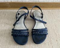 Damen Riemchen Sandalen Sandaletten flach blau 38 Saarland - Mandelbachtal Vorschau