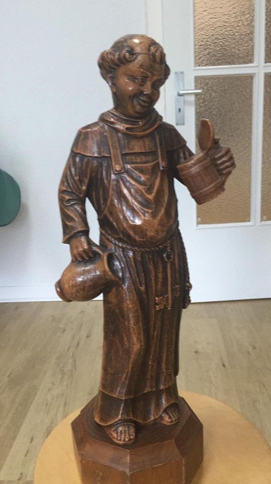 Holzfigur Mönch mit Bierkrug, Deko-Figur Koziol, Skulptur in Hamm